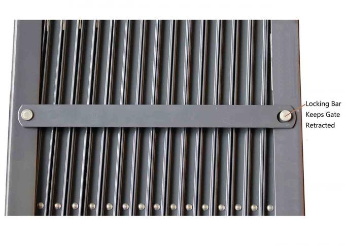 Grey Steel Folding Security Gates For Business Metal Scissor Gate Unassembled