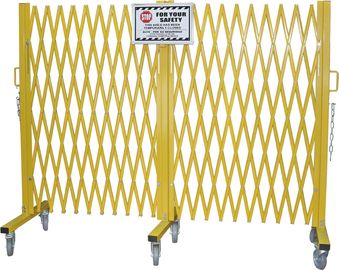 Yellow Folding Barrier Gate Accordion Safety Barriers Max Opening 20’ X 52 ½” High