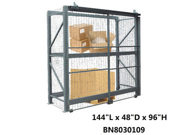 All Steel Wide Open Sliding Pallet Rack Security Enclosure For Inventory Secure System