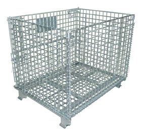China Visible 4”X2” Wire Mesh Storage Crates , Collapsible Metal Containers 38x30x28 Inch factory