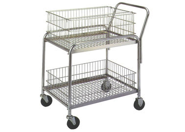 China Silver Rolling Mail Cart 30&quot;L X 23&quot;W X 38&quot;H Chrome Finish 18 Gauge Steel factory