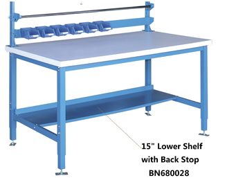 China 15 Inch Lower Shelf With Back Stop , Heavy Duty Steel Workbench High Strength factory