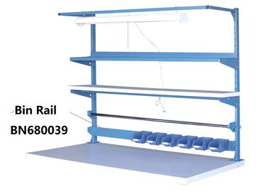 China Blue Industrial Work Benches Storage Bin Rails For Increasing Efficiency 48&quot; factory