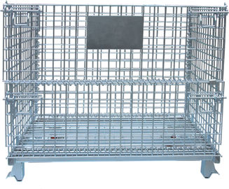 Warehouse Foldable Wire Container , 4 Gauge Wire Mesh Pallet Containers supplier