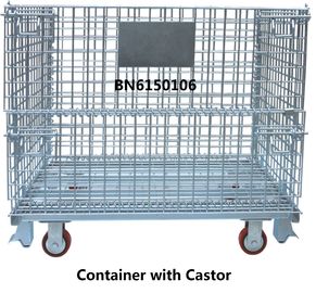 Warehouse Foldable Wire Container , 4 Gauge Wire Mesh Pallet Containers supplier