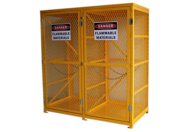 Expanded Metal Oxygen Cylinder Storage Cages , Twin Door Gas Can Storage Cabinet supplier