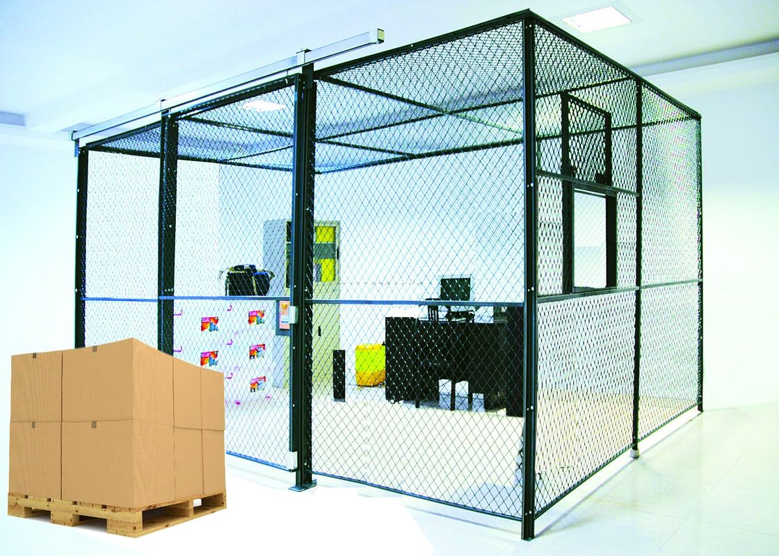 Predesigned 2 Sides Wire Mesh Storage Cages , Tool Security Cages For Storage supplier