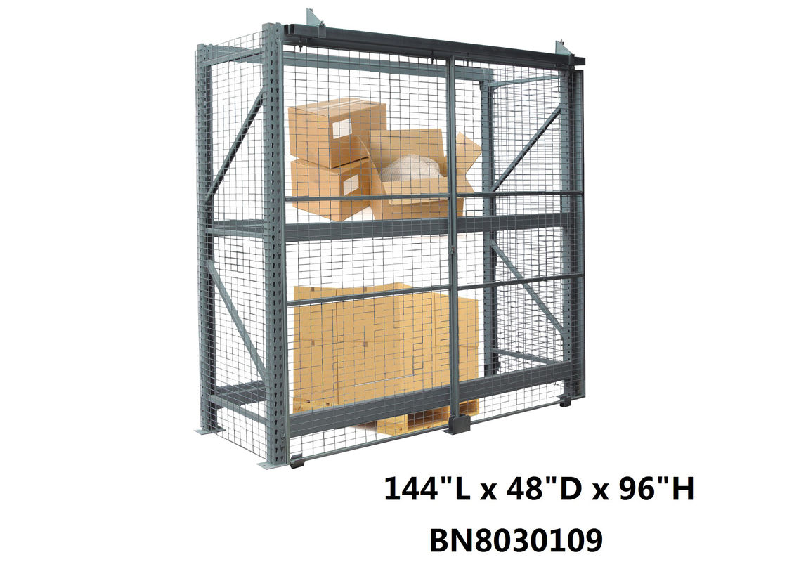 All Steel Wide Open Sliding Pallet Rack Security Enclosure For Inventory Secure System supplier