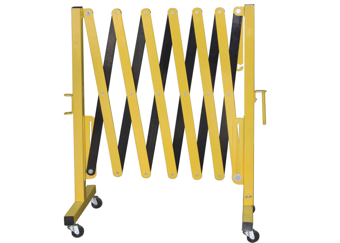 Metal Expandable Barrier Gates , Portable Folding Safety Barrier With Casters supplier
