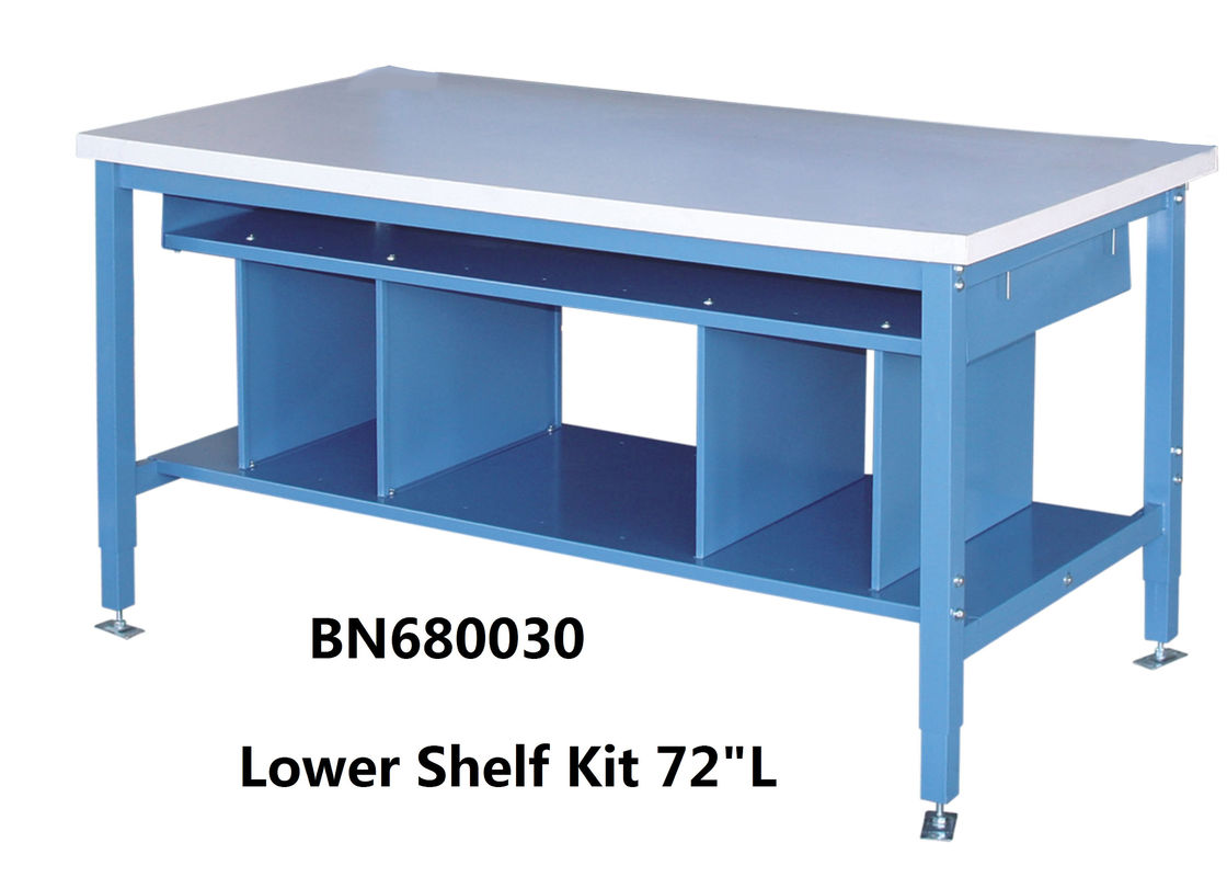 Multi Purpose Industrial Work Benches Lower Shelf Kit For Divider Space 72 Inch Wide supplier