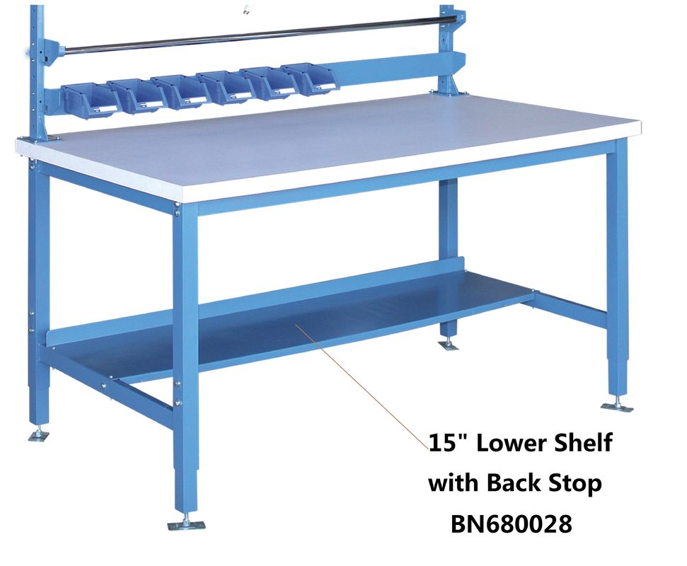 15 Inch Lower Shelf With Back Stop , Heavy Duty Steel Workbench High Strength supplier