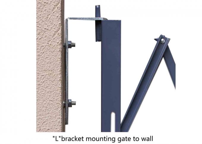 Grey Steel Folding Security Gates For Business Metal Scissor Gate Unassembled